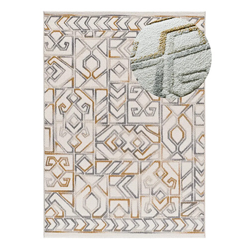 ATTICGO Tapis ethnique à relief AMARA crème/multicolore 200x290 cm