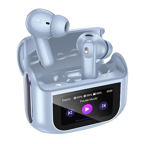 Hoco Hoko Écouteurs sans Fil Bluetooth 5.4 ANC / ENC Étui de Charge avec Écran LED Tactile Bleu