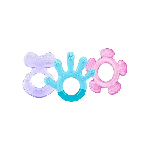 Nuby Anneaux de dentition 3 étapes réfrigérables bleu/violet/rose