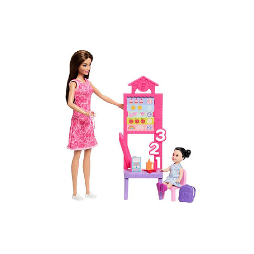 MATJMK16 Poupée Enseignante Barbie Set école multicolore