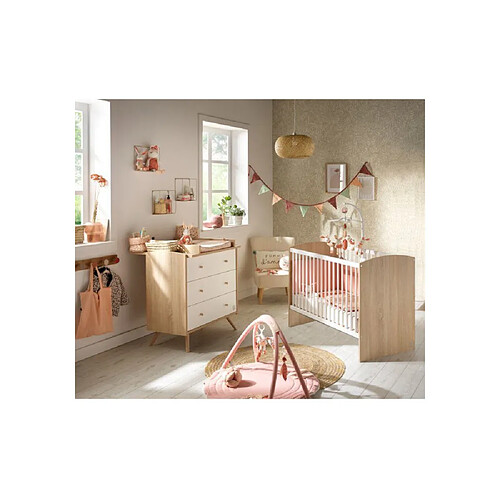 Sauthon Access Lit 120 x 60 cm + Commode 3 tiroirs Bois/Blanc