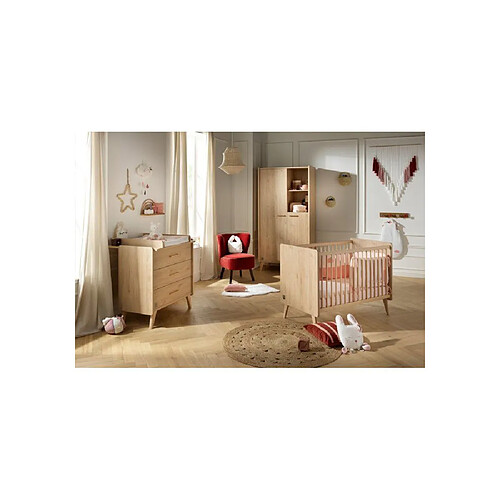 Sauthon Pack chambre bébé Arty Lit 120x60 Commode 3 tiroirs Armoire