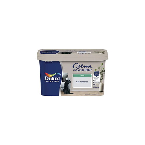 Dulux Valentine Crème de Couleur Satin 2,5 L Gris Tendance Peinture intérieure