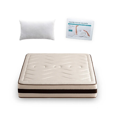 Dream&Co Pack Oreiller 2x70 +Protège-matelas 140+ Matelas Visco Haut de Gamme 140x200, 26 cm, HYPNA
