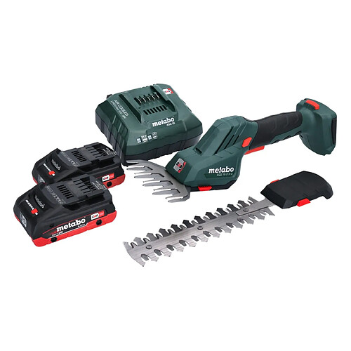 Metabo SGS 18 LTX Q Cisaille à gazon et arbustes sans fil 18 V + 2x 4,0 Ah + Chargeur