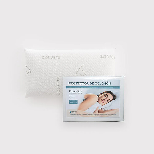 Dream&Co PACK PREMIUM Oreiller Viscoélastique 2x80 + Protège-matelas PREMIUM Tencel de 160x190/200