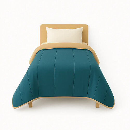 Mortreux Couette Sable/Bleu canard - Légère - 1 personne - 140x200 - 13241-6