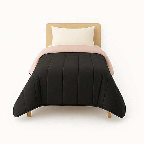 Mortreux Couette Rose Pale/Noir - Légère - 1 personne - 140x200 - 13241-3