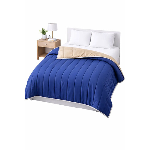 Mortreux Couette Bicolore Bleu foncé / Taupe - Légère - 220x240 - 14032-2