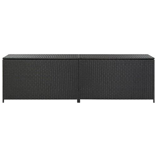 Helloshop26 Coffre boîte meuble de jardin rangement résine tressée 200 x 50 x 60 cm noir 02_0013124