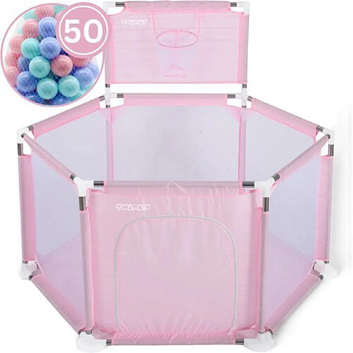 Twinky Parc Avec 50 Balles Océan, Parc D'éveil Pour Bébés (Rose)