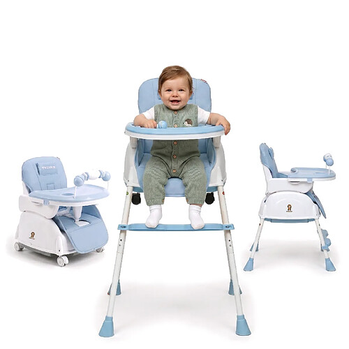 Chaise haute Twinky® – Ensemble poussette 2 en 1 – Bleu – Chaise de salle à manger pliante, poussette et chaise haute pour table – Chaise haute