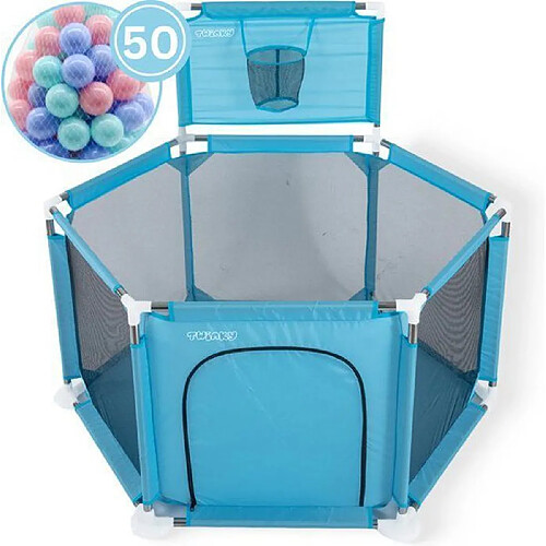 Twinky Parc Avec 50 Balles Océan, Parc D'éveil Pour Bébés (Bleu)