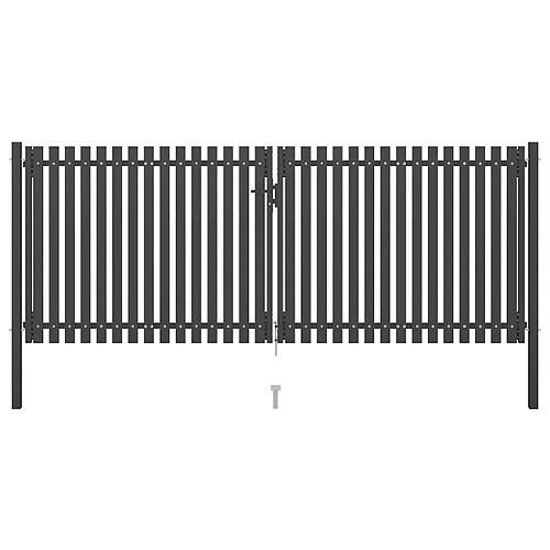 vidaXL Portail de jardin en acier 400 x 125 cm anthracite