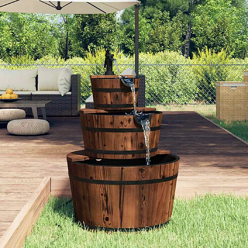 vidaXL Fontaine à eau avec pompe 60x60x94 cm Bois de sapin massif