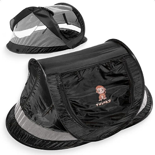 Twinky Lit Parapluie Pour Bébés Avec Matelas Jusqu'à 3 Ans Et Moustiquaire (Noir)