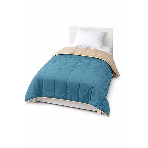 Mortreux Couette Bicolore Bleu canard/Sable - Tempérée 140x200 - 12979-10