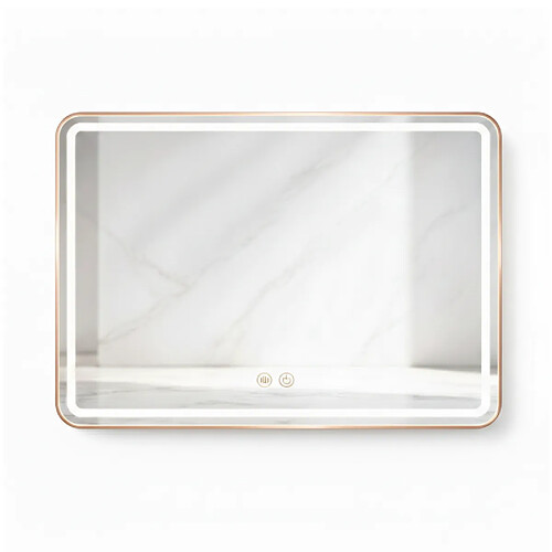 OTITEC Miroir LED rectangulaire - 80 x 60 cm - Double éclairage LED - Or Rose - VALORIA
