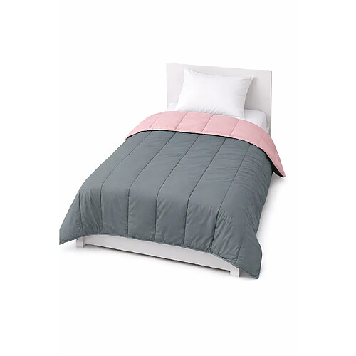 Mortreux Couette Bicolore Gris anthracite/Rose pâle - Tempérée 140x200 - 12979-6