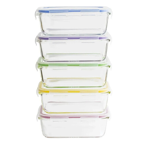5 boîtes rectangulaires batch cooking - PKV-5SRB - PEBBLY