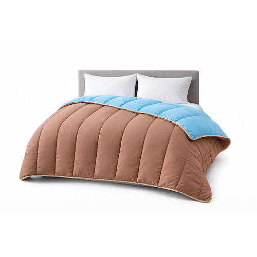 Mortreux Couette Bicolore Bleu Ciel/Sable - Mi-saison - 240x260 - 12984-6