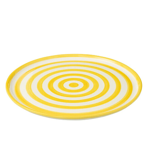 J-Line Assiette plate en céramique jaune 34x34x2.5 cm