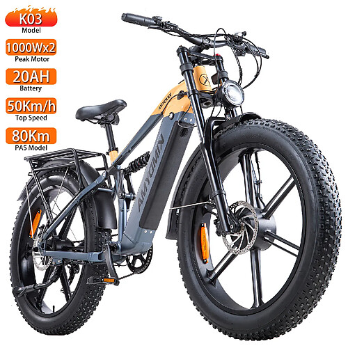 KIMDYMA K03 Vélo électrique Entièrement Suspendu 26" Moteur 2000W 48V 20AH