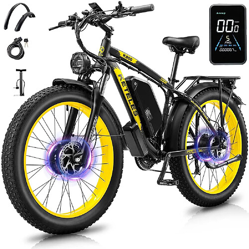Keteles K800 Vélo électrique Moteur 1000Wx2 écran LCD 48V 23AH