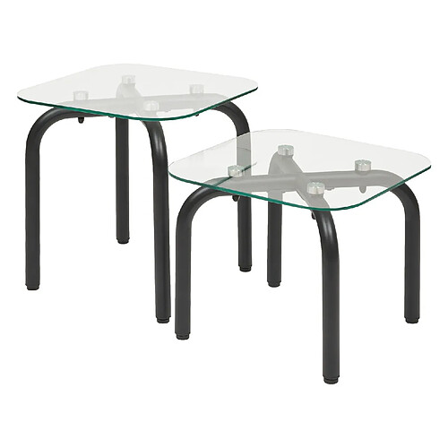 Atmosphera Ensemble de 2 tables à café en verre HECATE - Noir