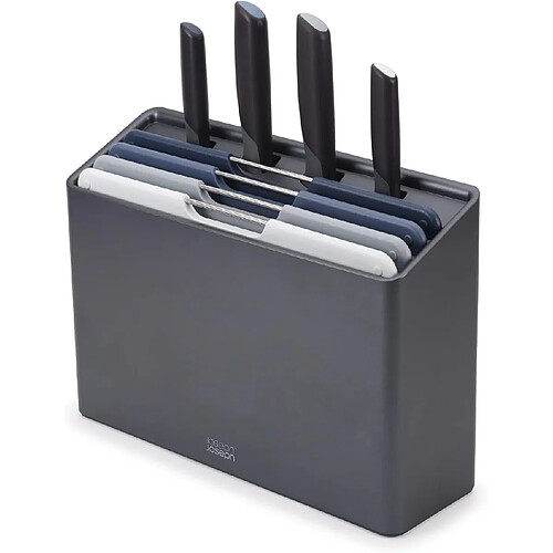 Joseph Joseph Jeu de couteaux et planche à découper Folio Plus 8 pièces, antidérapants, gris