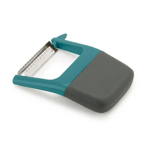 Pèle-légumes Julienne Joseph Joseph Duo, ergonomique, inox, compact, bleu.