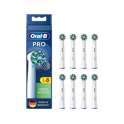 Oral-B Têtes de Brosse à Dents CrossAction Blanches (8 Unités)