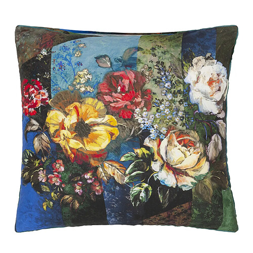 Designers Guild Taie d'oreiller imprimée en satin de coton, MINAKARI COBALT