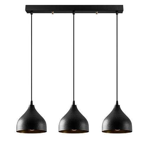 Concept Usine Suspension en métal noir 3 ampoules LOUISE