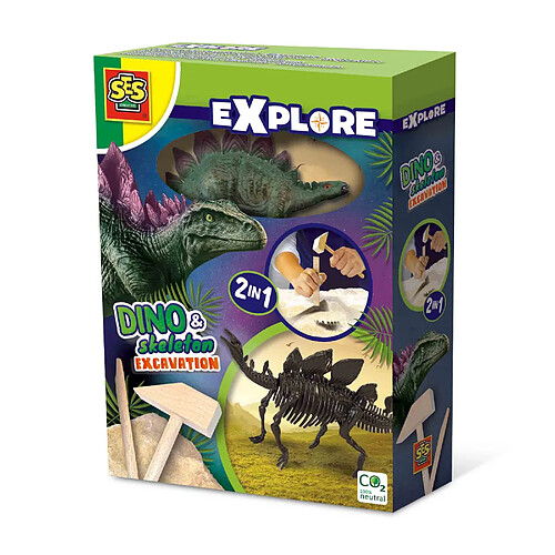 Fouille de dinosaures et de squelettes 2 en 1 - Stégosaure - SES CREATIVE