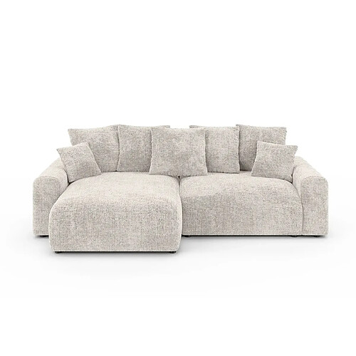 Casanova Canapé d'angle convertible tissu chenille 4 places Beige