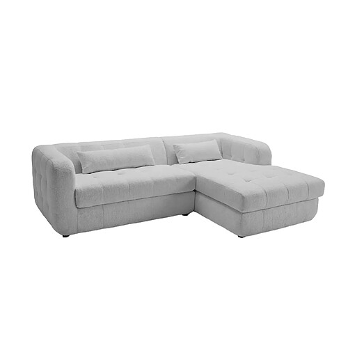 Casanova Canapé d'angle tissu chenille 4 places Gris clair Droit