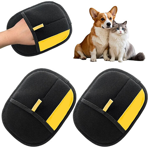 INF Lot de 2 gants de retrait de poils d'animaux - Double face, réutilisables pour nettoyer le