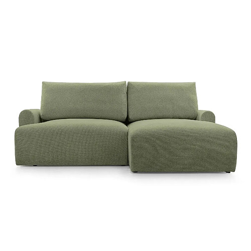 Casanova Canapé d'angle convertible tissu lisse 4 places Vert Gauche