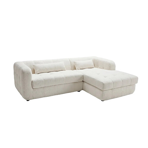 Casanova Canapé d'angle tissu chenille 4 places Beige Droit