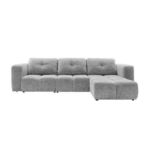 Casanova Canapé d'angle convertible tissu chenille 4 places Gris clair