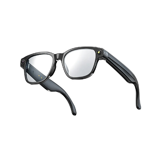 INF Lunettes intelligentes AI à monture noire avec caméra HD 8MP et assistant vocal Transparen