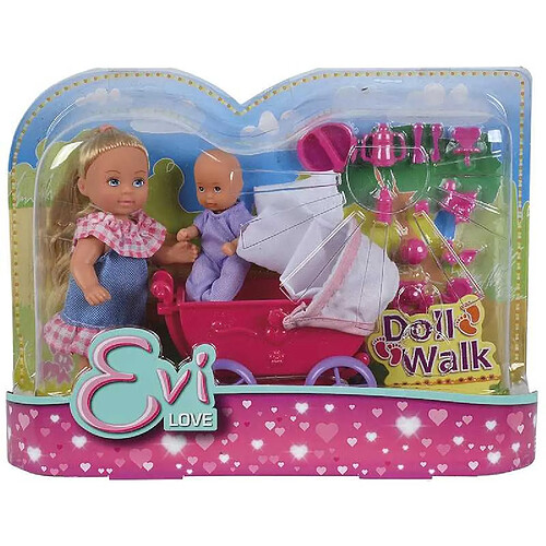 Smoby Evi Love - Poupée 12 cm avec landau et bébé