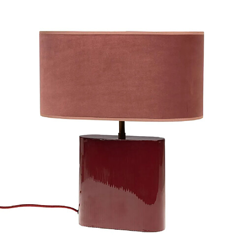 Amadeus Lampe Paola bordeaux et abat-jour rose