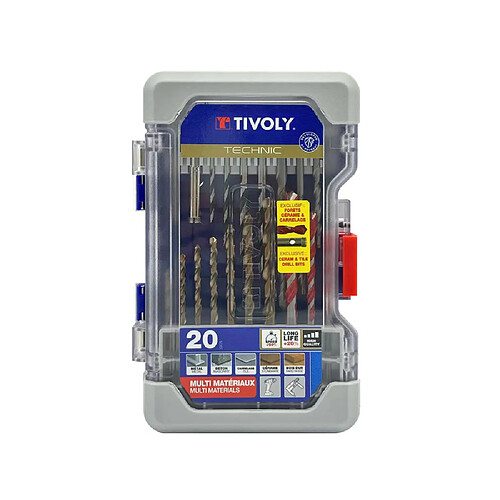 TIVOLY Set de 20 Forets Multi-matériaux - Coffret Ranger