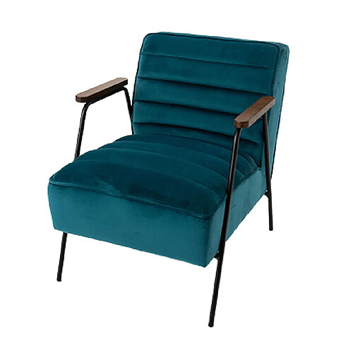 Mes Fauteuil 60x76x73 cm en tissu velours bleu foncé