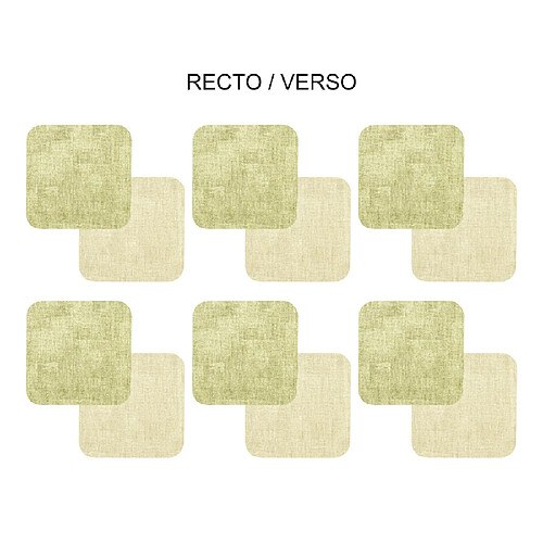 Table Passion Set de 6 dessous de verre carré verte beige