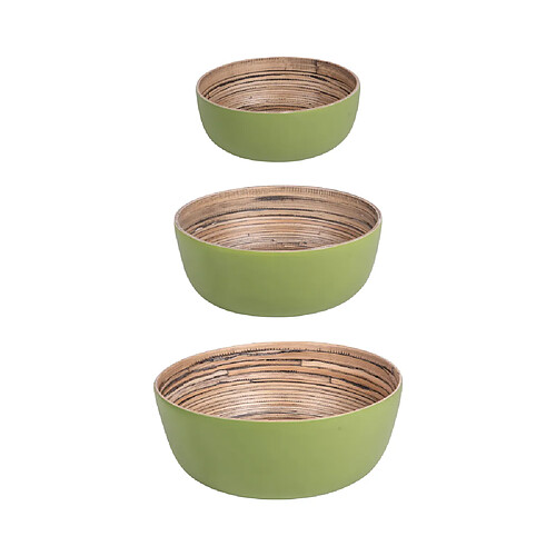 Table Passion Set de 3 saladiers Bambou verts 30 cm 25 cm 20 cm