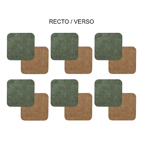 Table Passion Set de 6 dessous de verre carré vert marron
