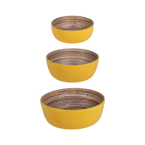 Table Passion Set de 3 saladiers Bambou jaunes 30 cm 25 cm 20 cm